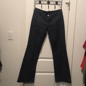 Flared blue jeans